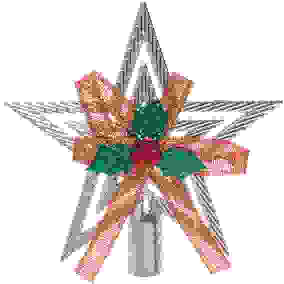 Звезда на ёлку &quot;Классика&quot; с бантом 9,5 см, Серебро