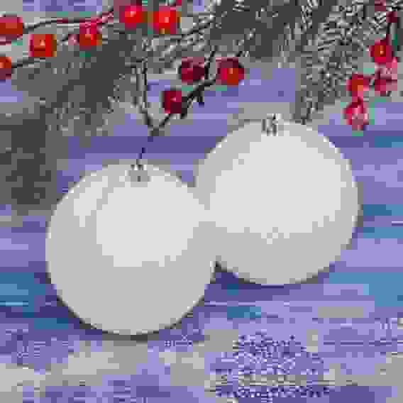 Новогодние шары 10 см (набор 2 шт) \"Глиттер\", белый