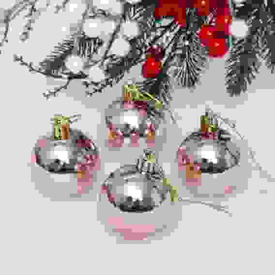 Новогодние шары 5 см (набор 4 шт) &quot;Глянец&quot;, шампань