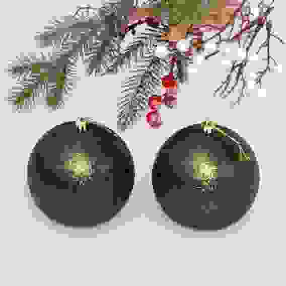 Новогодние шары 10 см (набор 2 шт) &quot;Глиттер&quot;, изумруд