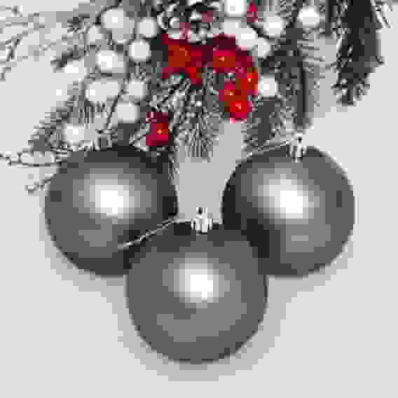 Новогодние шары 8 см (набор 3 шт) \&quot;Матовый\&quot;, графит