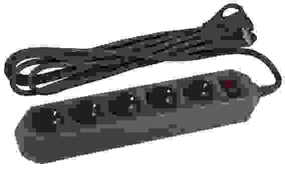 Сетевой фильтр ЭРА с з/к с выкл.,USF-5es-3m-B 5гн.*3м, черный