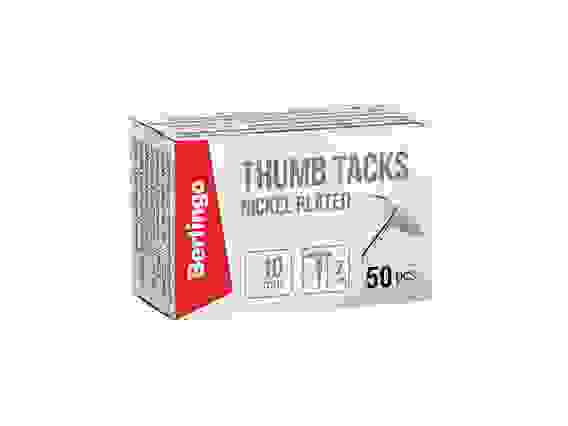 Кнопки канцелярские/гвоздики Berlingo, никелированные 10мм, 50шт., карт. упаковка