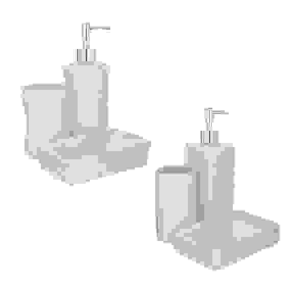Набор для ванной 3 пр., керамика, &quot;Сливки&quot;, 2 дизайна BY