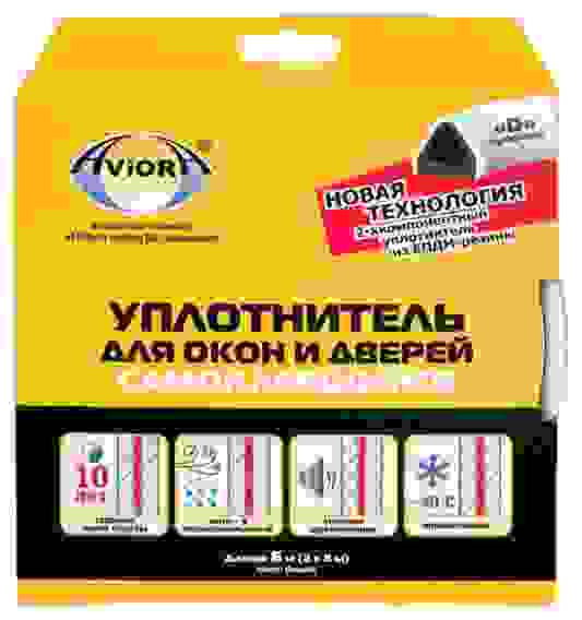 Уплотнитель D-профиль, резиновый AVIORA, 6 м, белый