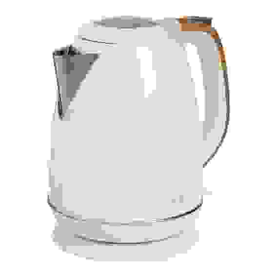 Чайник электрический 1,7 л., 2200 Вт., белый металл, ручка под дерево LEBEN