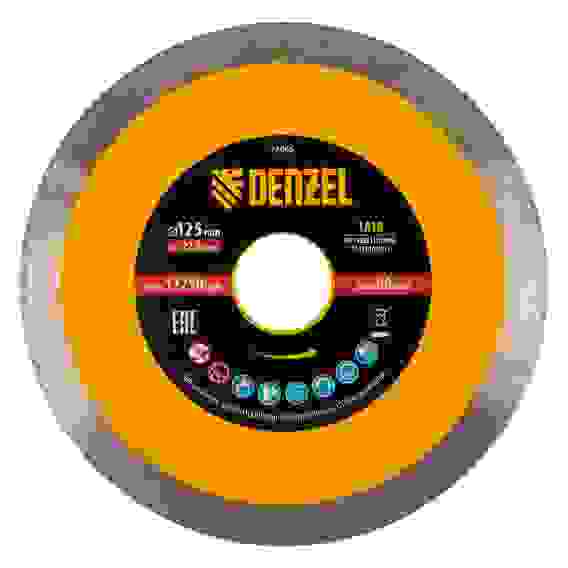 Диск алмазный отрезной 125 х 22,2 мм, сплошной, супертонкий, горячий пресс, мокрое резание// Denzel