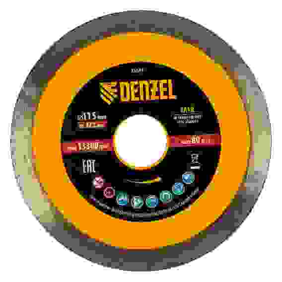 Диск алмазный отрезной 115 х 22,2 мм, сплошной, супертонкий, горячий пресс, мокрое резание// Denzel