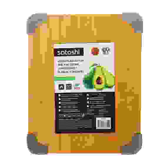 Доска разделочная бамбук, силикон, 27х22х1,5см SATOSHI