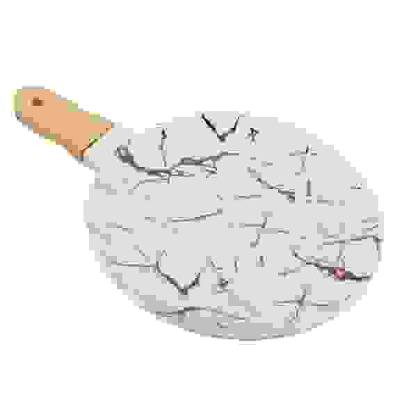 Блюдо круглое с ручкой, 29х19,5х2см, костяной фарфор, бамбук MILLIMI Марбл