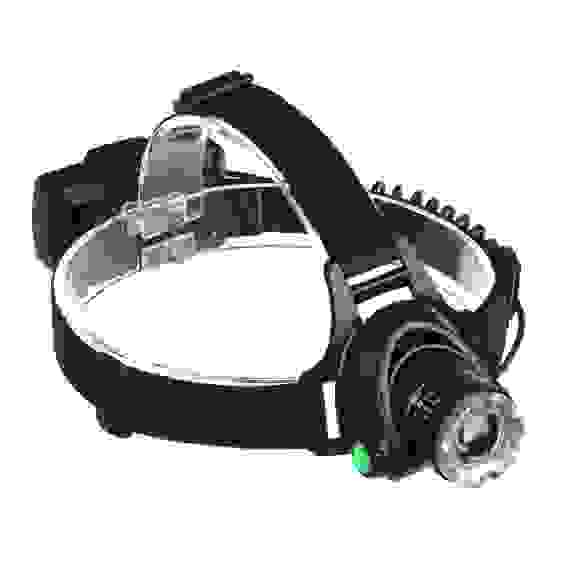 Фонарь налобный, 1 T6 LED, с фокусировкой, 2*1200мАч, 3 режима, пластик ЕРМАК