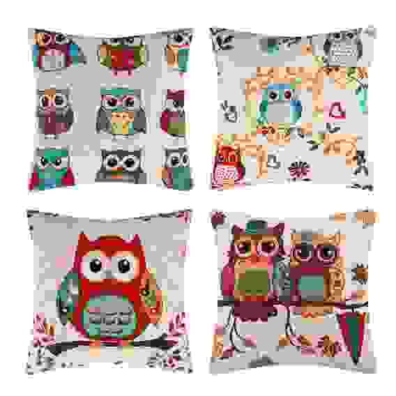 Чехол декоративный на подушку гобелен, 43х43см, 100% полиэстер, "Совушки", 4 дизайна PROVANCE