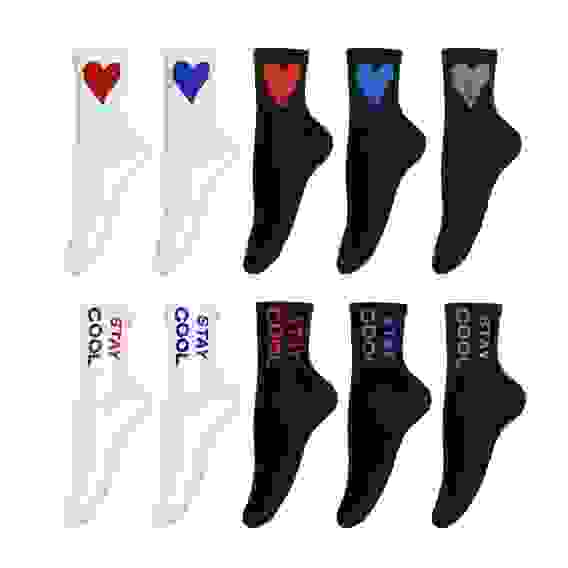 Носки женские с декором, р-р 23-25, 85% хлопок, 10% полиамид, 5% спандекс, 2 дизайна,НС22-20 GALANTE