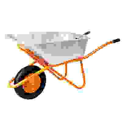 Тачка строительная, одноколёсная, усиленная грузоподъемность 200кг, сталь/оцинк, 0,8мм, 90л ЕРМАК