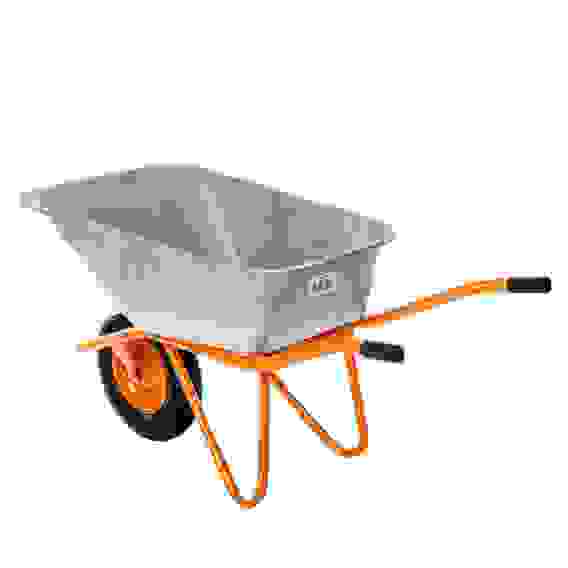 Тачка строительная, одноколёсная, усиленная грузоподъемность 200кг, сталь/оцинк, 0,8мм, 90л ЕРМАК