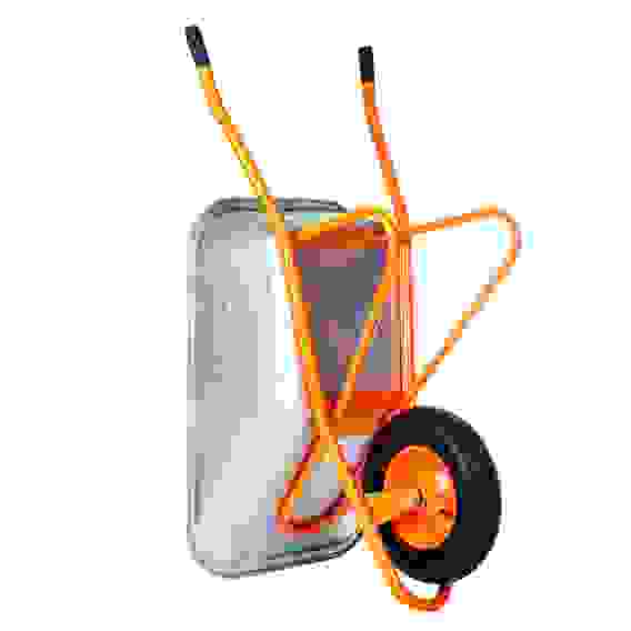 Тачка строительная, одноколёсная, усиленная грузоподъемность 200кг, сталь/оцинк, 0,8мм, 90л ЕРМАК