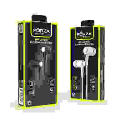 Наушники проводные внутриканальные, гарнитура, карт.коробка FORZA белые