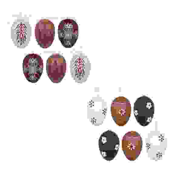 Декор пасхальный в виде яиц, набор 6 шт, 6см, 2 вида, пластик