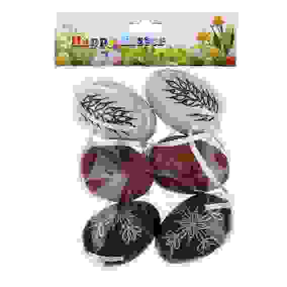 Декор пасхальный в виде яиц, набор 6 шт, 6см, 2 вида, пластик