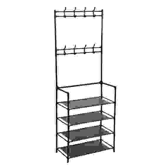 Напольная вешалка для одежды с этажеркой для обуви, VETTA 4 яруса, 60х30х155см, металл, пластик