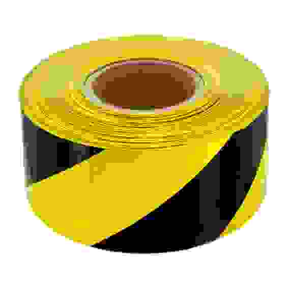 Лента сигнальная, 70ммх200 м черн-желтая Промис