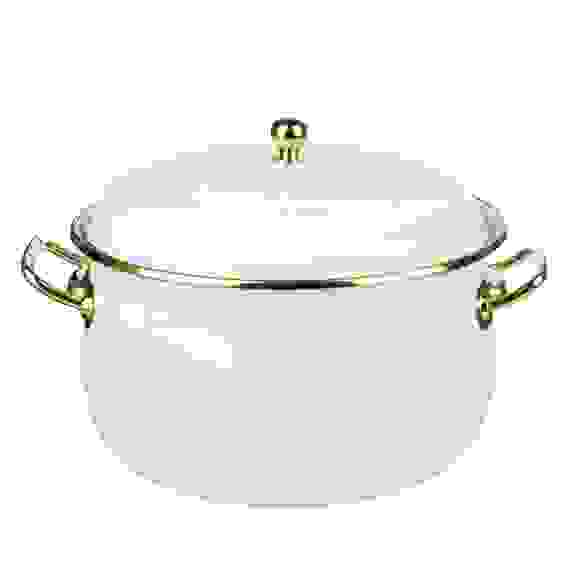 Кастрюля эмалированная, BY COLLECTION 22см, 4,8л, индукция, белый