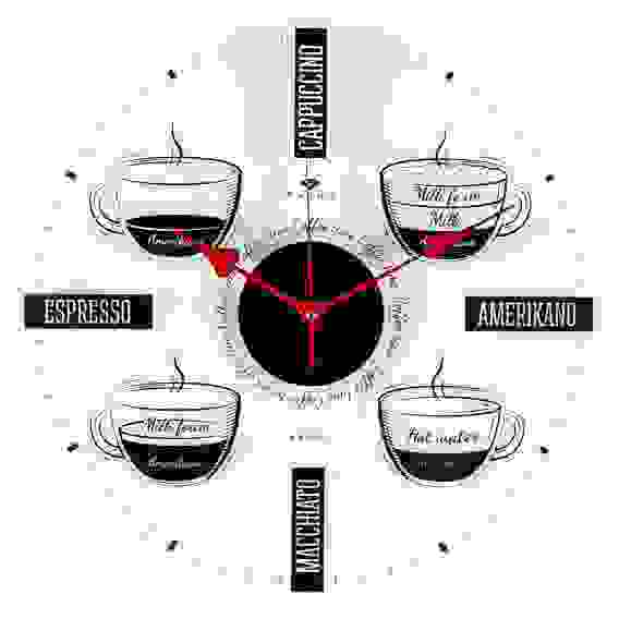 Часы настенные прозрачные, открытая стрелка \"Coffee time\"