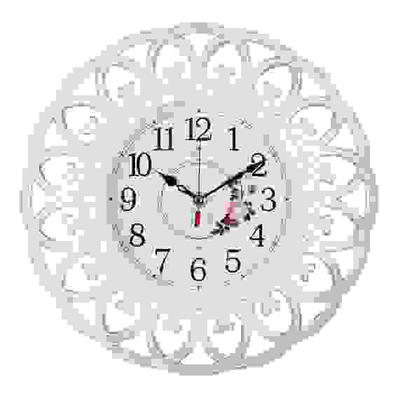 Часы настенные круглые d=30см, корпус белый с серебром \"Адажио\" \"Рубин\"