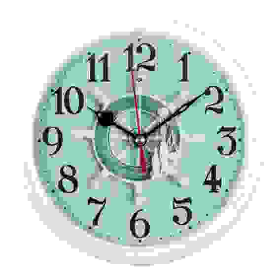 Будильник кварц d=15см, корпус белый &quot;Штурвал&quot; &quot;Рубин&quot;