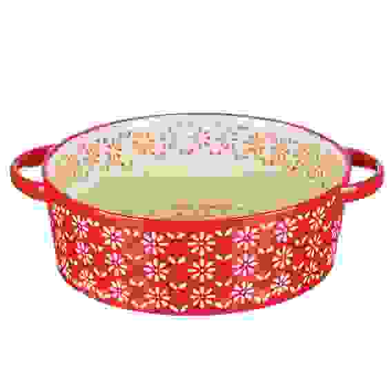 BY COLLECTION Форма для запекания и сервировки кругл глубок с ручк, керамика, 25,5х21х7см, 1,8л крас