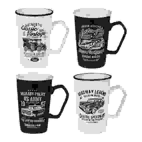 Кружка 410мл, фарфор, 4 дизайна Ретро MILLIMI