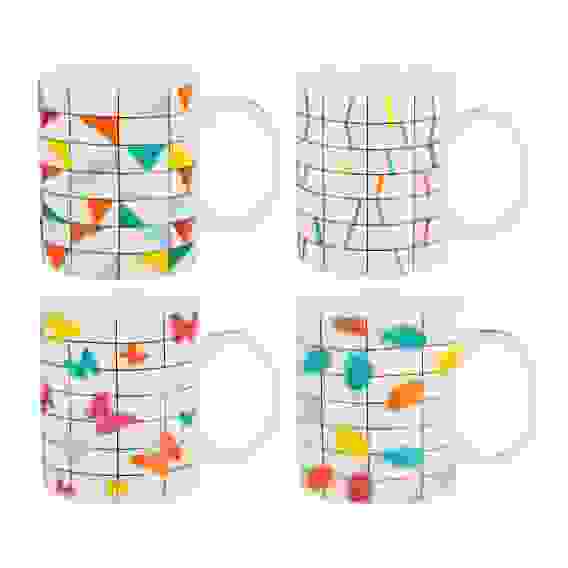 Кружка 350мл, фарфор, &quot;Цветы-5&quot;, 4 дизайна