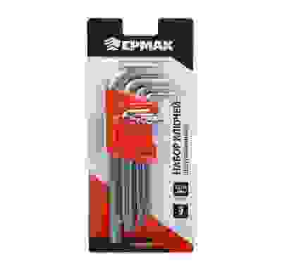 Набор ключей - шестигранников 1,5-10мм, с шаром удл.,9шт. (015) ЕРМАК