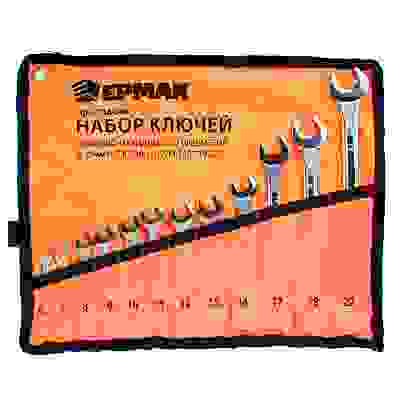 Набор ключей рожково-накидных, 12 предм., 6-22мм, усиленные, в сумке ЕРМАК