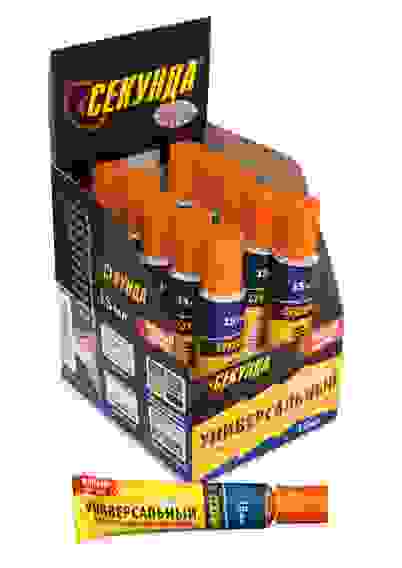 Универсальный клей &quot;СЕКУНДА&quot; 15 мл, кристально-прозрачный(10 шт. в шоу-боксе)