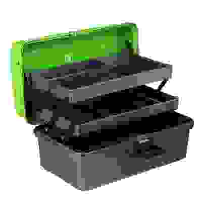 Ящик рыболова двухполочный, 33x20,5x16см, ударопрочный полипропилен, зеленый AZOR FISHING