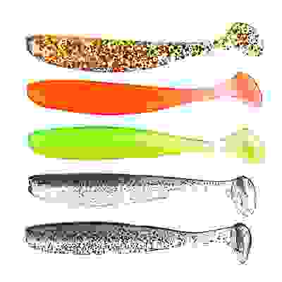 Приманка мягкая Виброхвост оффсет 2.8, силикон Премиум, 70 мм, 8 шт. в уп., микс цветов AZOR FISHING