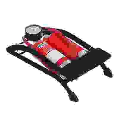 Насос ножной, сдвоенный, манометр, 2x55x120мм, красный, Дабл NEW GALAXY