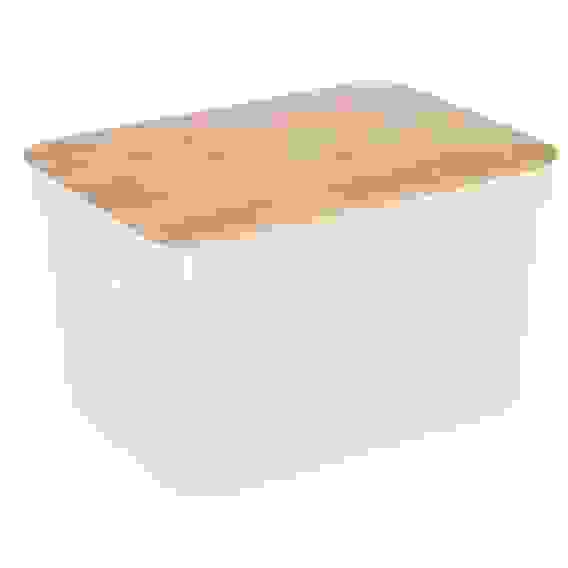 Корзина для хранения с бамбуковой крышкой \"Идиллия\", 36x27x22см, белый VETTA