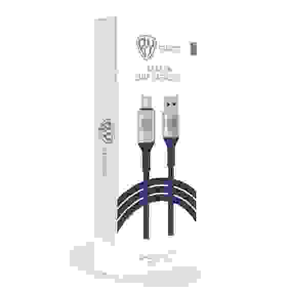 Кабель для зарядки Space Cable Pro Micro USB, 1м, Быстрая зарядка QC3.0, штекер металл, синий BY