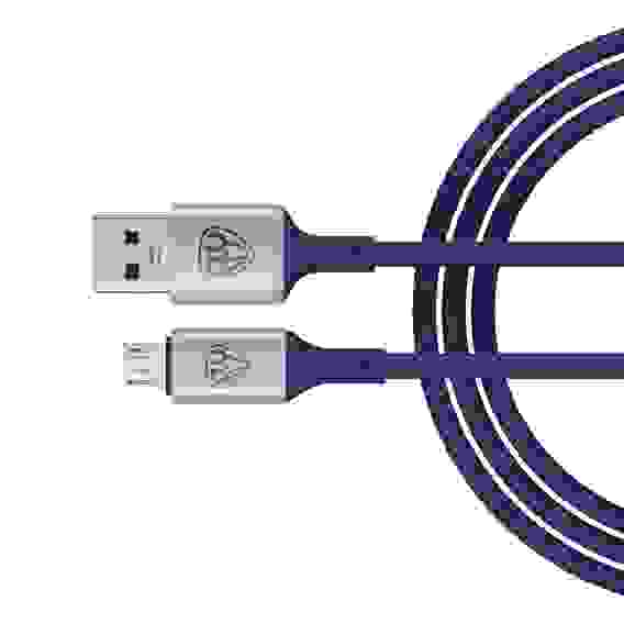 Кабель для зарядки Space Cable Pro Micro USB, 1м, Быстрая зарядка QC3.0, штекер металл, синий BY