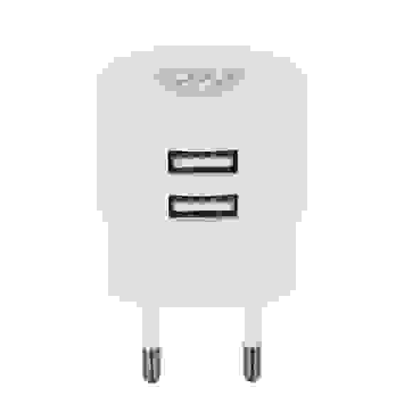 Сетевое зарядное устройство, 2xUSB, 2А, белый BY