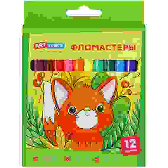 Фломастеры ArtSpace "Милые зверушки", 12цв., смываемые, картон, европодвес