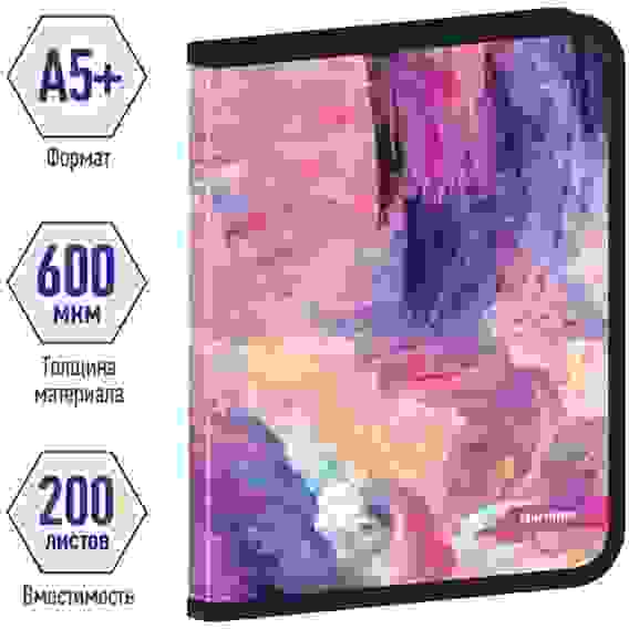 Папка на молнии Berlingo &quot;Collision&quot; А5+, 600мкм, с рисунком