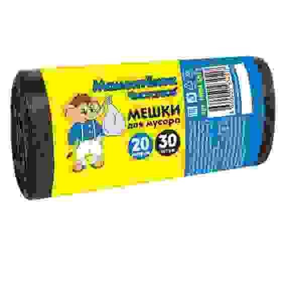 Мешки для мусора 20л/30шт,6мкм ПНД,черные,рулон,MPM4517 Мамонтенок Чистолюб