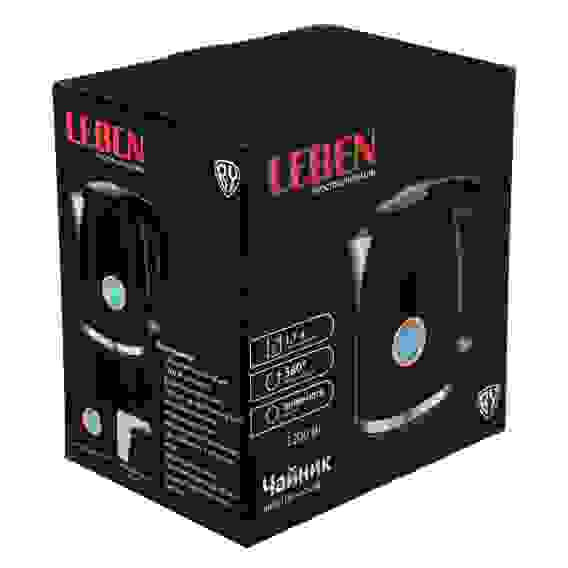 Чайник электрический 1,7л, 2200Вт, скрытый нагр.элемент, автооткл., термометр, сталь LEBEN