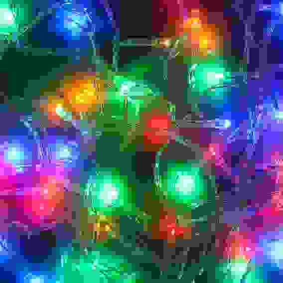 Уценка! Гирлянда эл. вьюн 9м, 100 LED, мультицвет, 8 реж, ПВХ прозрачный, 220В СНОУ БУМ