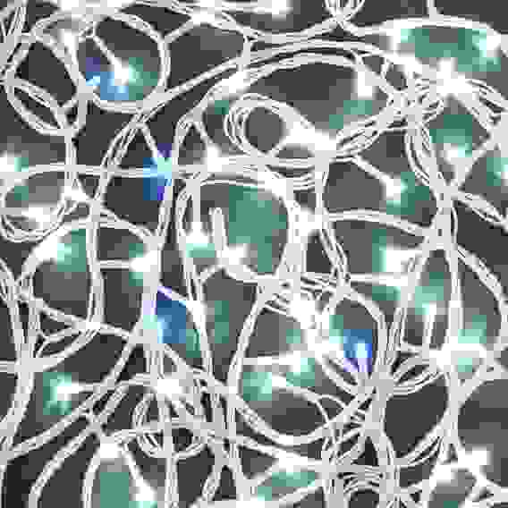 Уценка! Гирлянда эл. вьюн 20м, 200 LED*белый, мерцание 20LED*синий, ПВХ белый, коннектор, 220В СНОУ