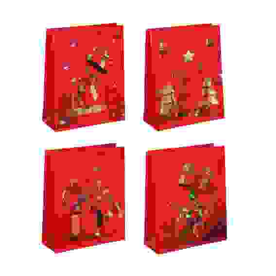 Пакет подарочный бумажный, с ламинированным нанесением, 25х32х11 см, 4 дизайна, арт 1 СНОУ БУМ