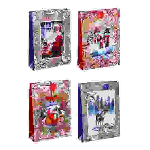 Пакет подарочный бумажный, с ламинированным нанесением, 32х44х11 см, 4 дизайна, арт 6 СНОУ БУМ